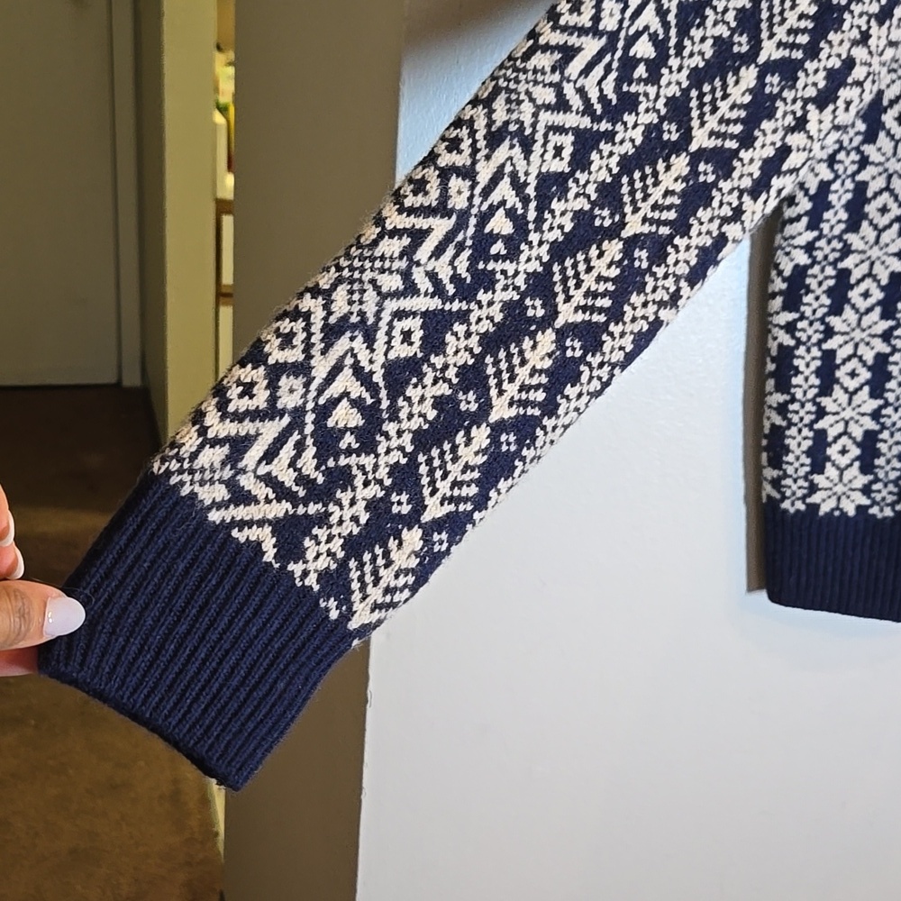 J. Crew Fair Isle Lambswool Half-Zip Pullover Turtleneck Knit Sweater NWOT - Picture 8 of 14